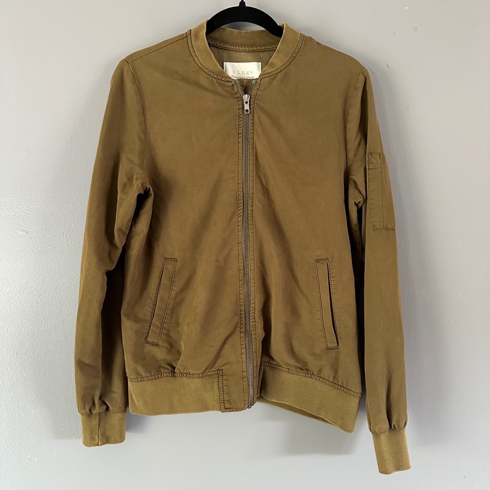Hinge Seattle‎ Olive Green Bomber Full Zip Jacket SZ XS